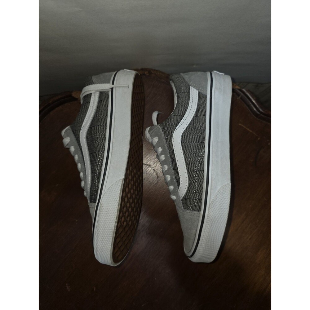 Vans Old Skool Gray Herringbone Suede Shoes Women 6 Men 4.5 508731 EUC